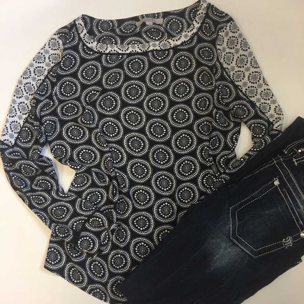 Loft Black and White Blouse-M